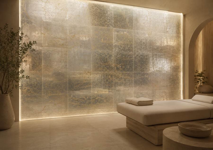 Backlit Gilded Spa Wall